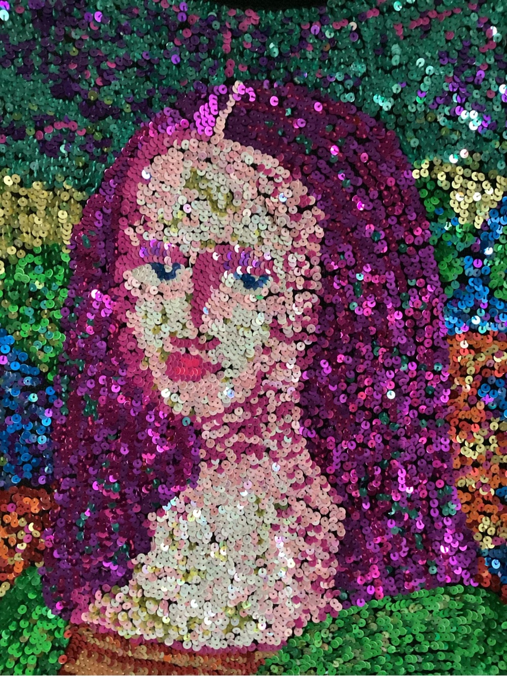 Vintage Michael Simon Mona Lisa Sequin Tank Top Medium Wearable Art Vest Y2K - Picture 2 of 13